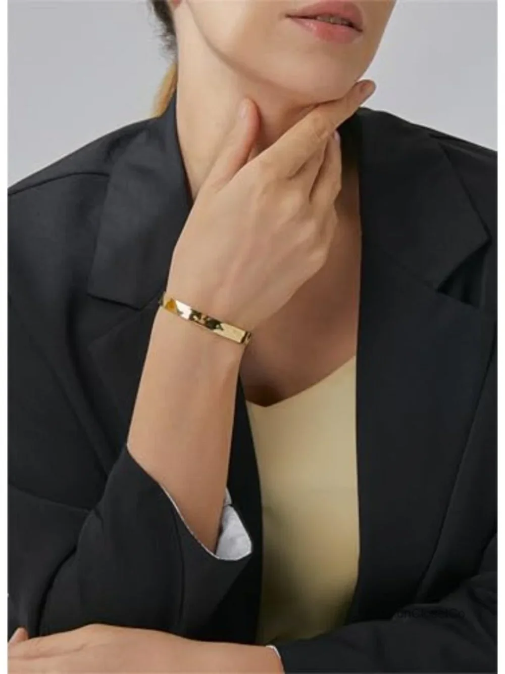 Hammered Irregular Cuff Bracelet - Chunky Adjustable Open Bangles - Gold